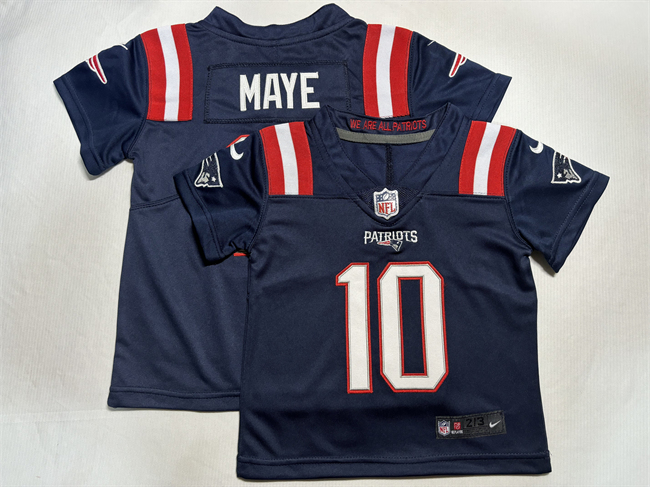 Toddlers New England Patriots #10 Drake Maye F.U.S.E. Navy Vapor Untouchable Limited Stitched Jersey